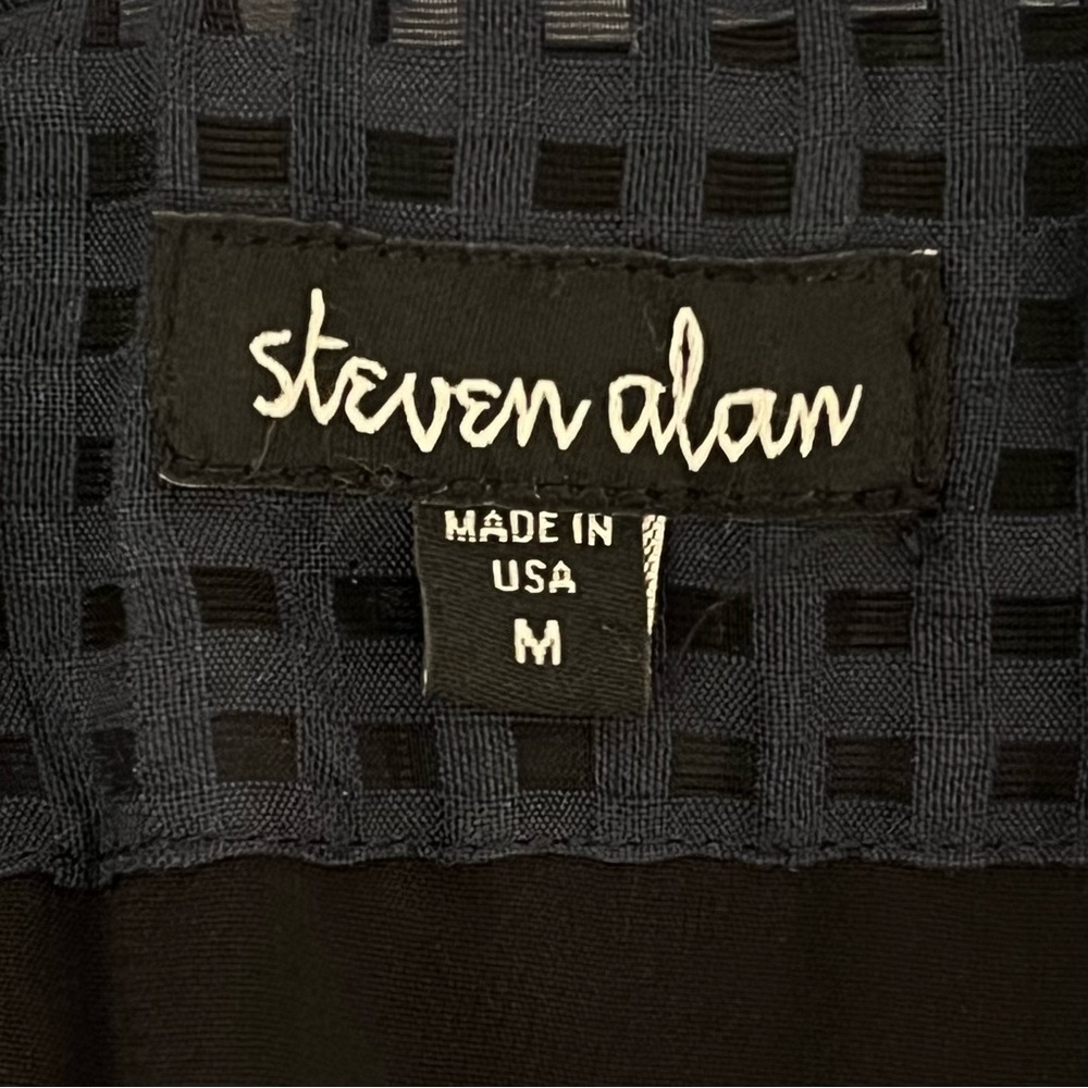 Steven Alan - Navy Blue Tone-on-Tone Gingham Check Skirt - Medium - Picture 3 of 11